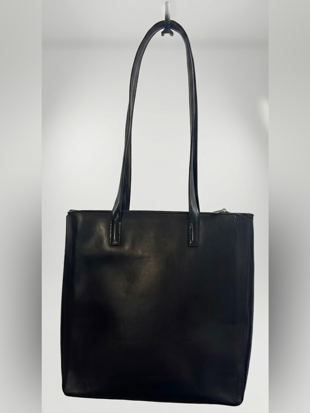 🔥 Vintage RALPH Ralph Lauren Black Leather Structured Tote Shoulder Bag